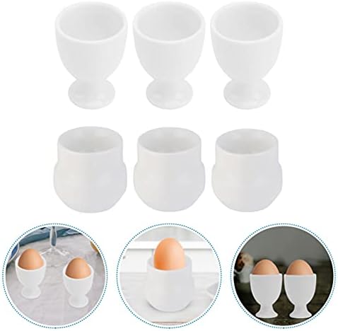 Bandeja de ovo de hemotão 6pcs xícaras de ovo cerâmica porcelana o ovo branco suportes para ovos cozidos macios para o café da
