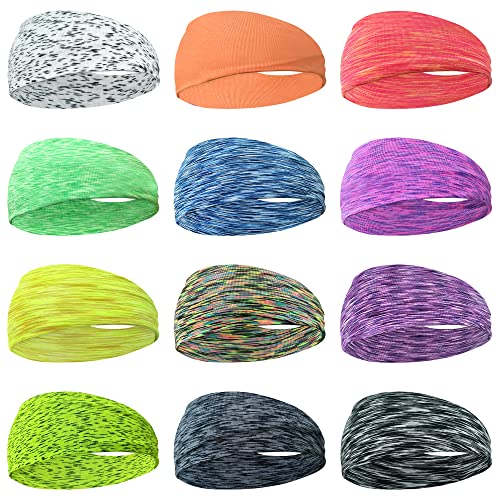 12 cores bandanas de suor para a cabeça respirável Bandas de moletom de yoga esportes para meninas e meninos Mobres de umidade