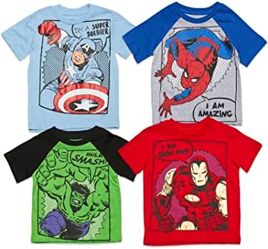 Marvel Avengers Comics Capitão América Iron Man Spiderman Hulk 4 Pack T-Shirt
