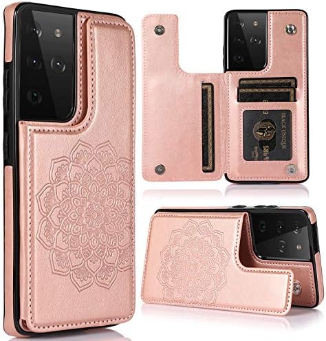 Caixa de telefone rosa para Samsung Galaxy S21 Ultra Glaxay S21ultra 5G com Id e Crédito Titular do cartão