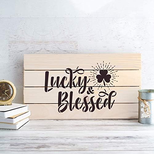 Clover Lucky and Blessed Irish Stencil - estênceis reutilizáveis ​​para pintura - Crie um trevo DIY Lucky and Blessed Irish