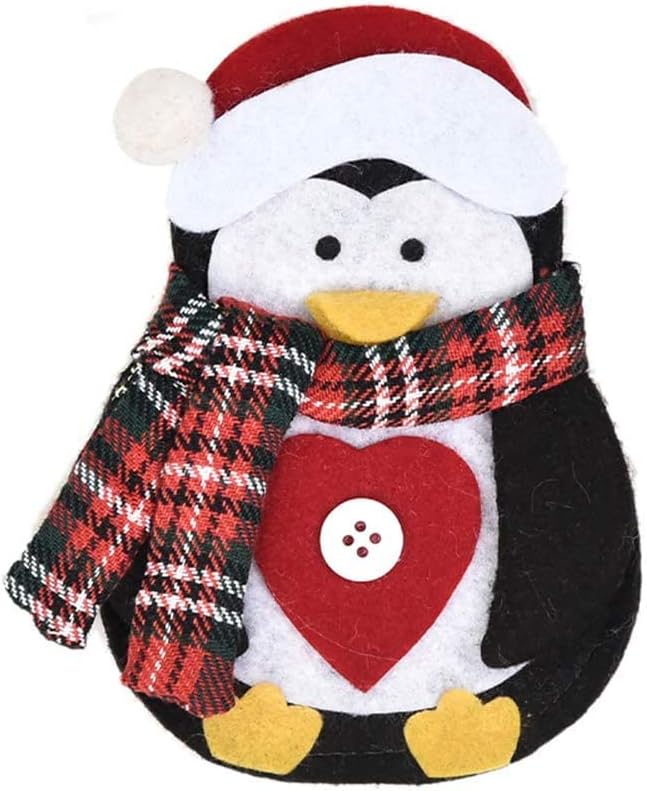 U-m pinguim santa forma faca garfo de talheres bolsa de armazenamento de bolsa de natal decoração de mesa ornamentos pendurados para qualquer festa de festas de festas de férias