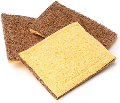 Coco de coco com uma esponja de celulose | Eco Sponge by New Living | Esponjas naturais para lavar louça | Composto biodegradável e