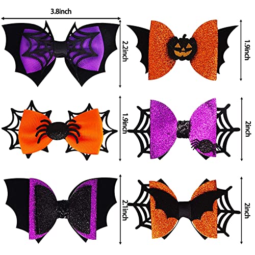 6 PCs Halloween Spangle Glitter Clips Girls Cabelo CLIPS BOWS BARRETES ACESSÓRIOS DE CABE