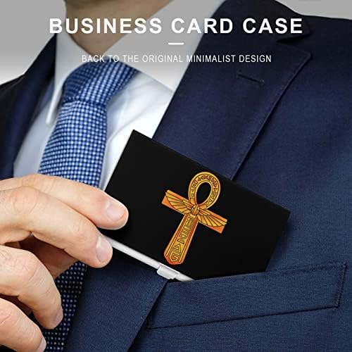 Gold egípcio símbolo impresso Id Business Card Case Caso Organizador da caixa de proteção Clamshell para homens Mulheres