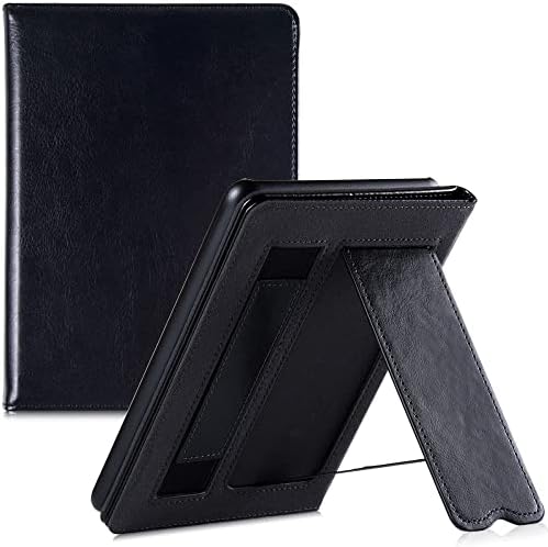 Capa do Kindle Paperwhite da 10ª geração, caixa de couro PU com tira de alça de mão/sono/despertar automático, o preto,