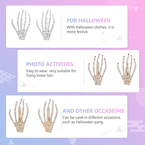 Didiseaon Halloween Decor Acessórios para o cabelo da mulher Retor de esqueleto de esqueleto de mão Clipes de cabelo da mão Handloween