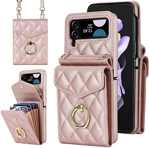 Caso para Galaxy Z Flip 3, Wallet Multi Card Card Selft Leather Capacete destacável Mulheres Garotas Anel de Kickstand Case de capa protetora criativa para Samsung Galaxy Z Flip 3 5G