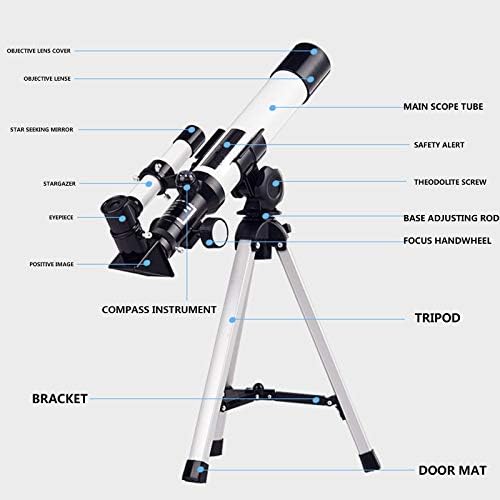 Abertura do telescópio refratante para astronomia para iniciantes adultos e crianças, óptica compacta e portátil refractor
