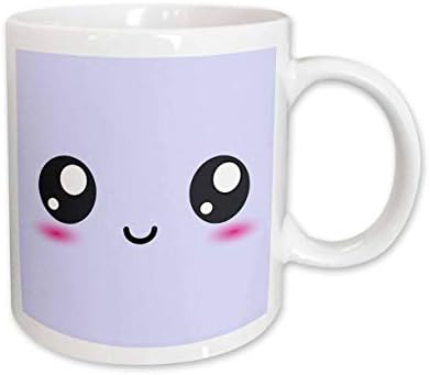 3drose lilac roxo Smiley Square, Cartoon Kawaii Sorrindo rosto, caneca de cerâmica, 11 onças