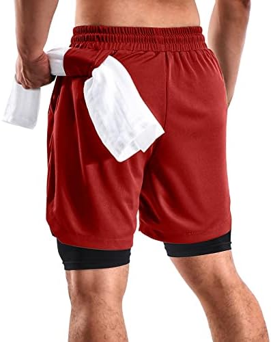 Fioneca 2 em 1 shorts masculinos Casual 2 pacote, execução de shorts de ginástica para homens 7 polegadas, shorts