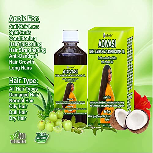 Óleo de cabelo à base de ervas do malar neelambari 750 ml, ervas naturais e óleo de raízes, sem efeitos colaterais