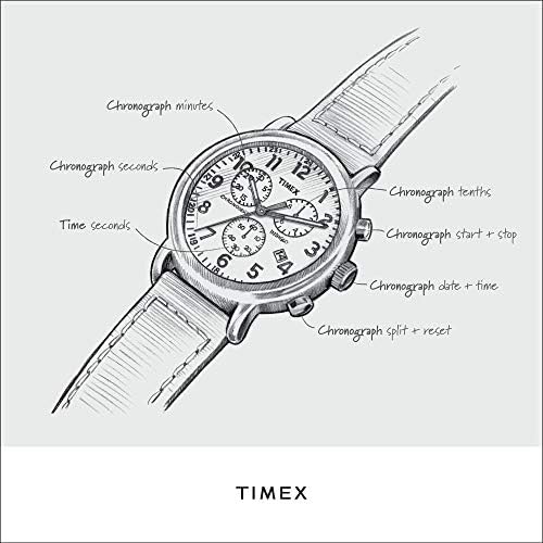 Timex Tribute Men's NFL Weekender Chronógrafo 40mm Relógio-Washington Comandantes com tira de couro genuíno de couro genuíno thru-thru