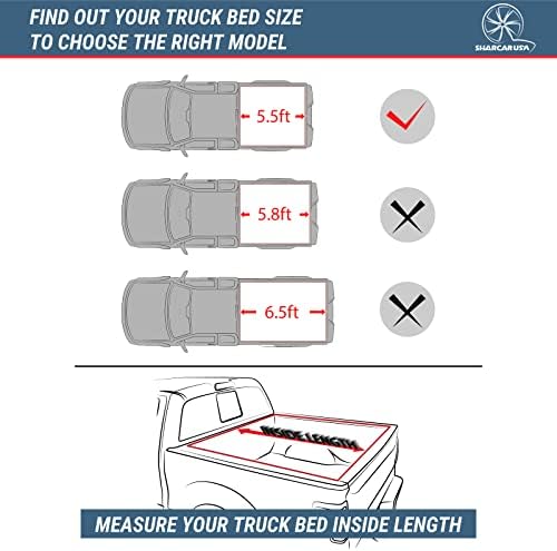 Sharcar USA FRP Hard Quad Fold Truck Bed Tonneau Toneau | FITS 2015-2023 Ford F-150 5,6 '/67,1 Cama