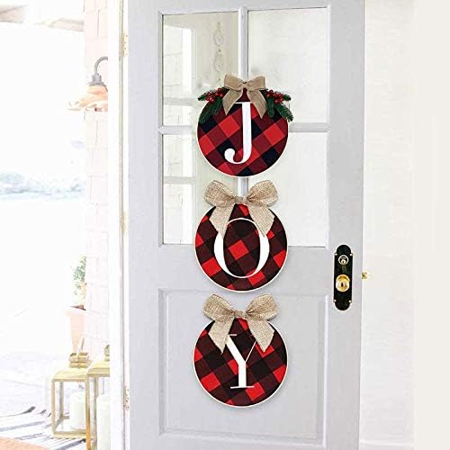 NC Christmas Wreath Christmas Decoration Supplies Home Decoration Pingente de Natal Joy Red e Black Grid Porta pendurada Christmas