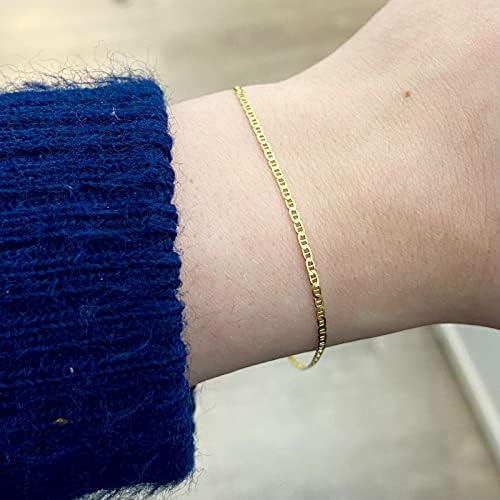 Bracelete da corrente de link marinheiro de ouro amarelo de 14k de 14k- polegada de 7,5 - para o Model_x_fashion-990 feminino