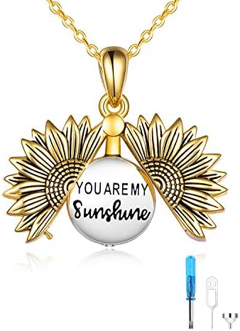 Onefinity Sterling Silver Sunflower Urna Colar para Ashes You Are My Sunshine Pinging Cremation Jóias para cinzas de entes