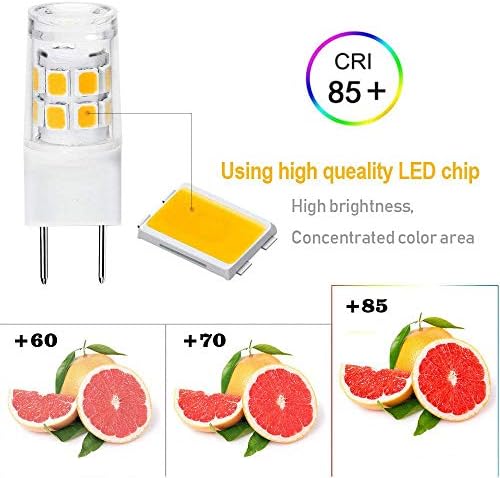 G8 LED BULB GY8.6/T4 LED BIMENTE LED 3W, 30W HALOGEL BULB SUBSTITUIÇÃO Para baixo da cozinha do gabinete, luz sub-cabinete, lâmpada de microondas GE Substituição de lâmpada, 4-pacote