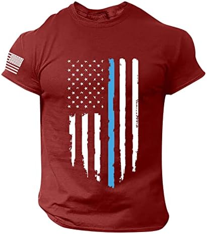 T-shirt de 4 de julho para homens, camiseta gráfica de manga curta Estrelas de bandeira americana e listras de camiseta