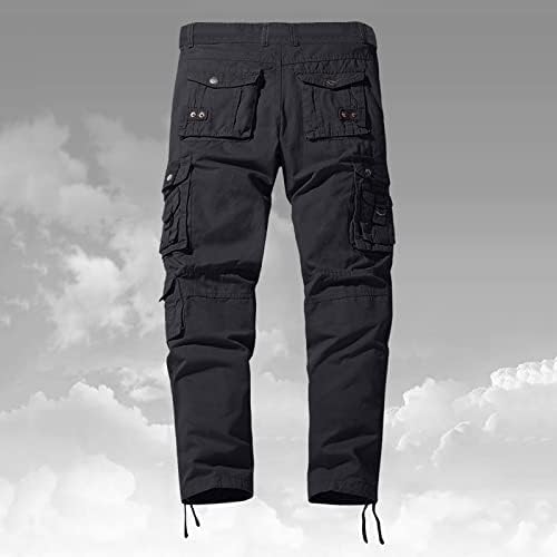 Calça de carga jeans para homens homens casuais calças calcárias com várias bolsas de cor lateral de cor ao ar livre ao ar livre