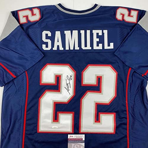 Autografado/assinado Asante Samuel Sr. New England Blue Football Jersey JSA COA