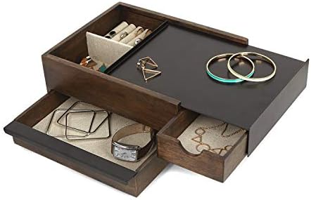 Umbra Stowit Jewelry Box-Modern Organizador de armazenamento com gavetas escondidas para anel, pulseira, relógio, colar,