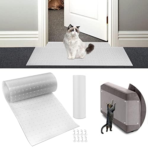 Protetor de tapete de gato de 8,2 pés para a porta - rolha de arranhões de tapete não escorregadio para animais para