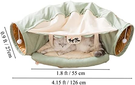 Tubo de cama de túnel de 2 polegadas de gato com almofada e pelúcia de brinquedos de brinquedo de brinquedo de brinquedo dobrável para gatos grandes gatos gatinhos filhote de cachorro pequeno cão pequeno cápsula de estimação macia de animais de estimação de animais de estimação externa -