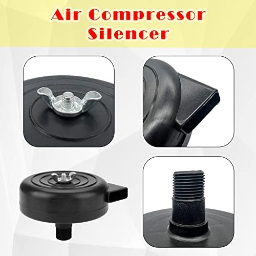 Silenciador de compressor de ar de 3/8 polegadas, substituição do silenciador de som do compressor de ar, preto, preto