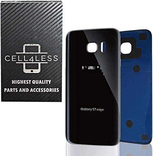 Cell4less compatível com tampa traseira de vidro traseiro Porta de bateria com substituição adesiva pré -instalada para Samsung Galaxy S7 Edge OEM - Todos os modelos G935 All Transporters- 2 logotipo - Substituição OEM