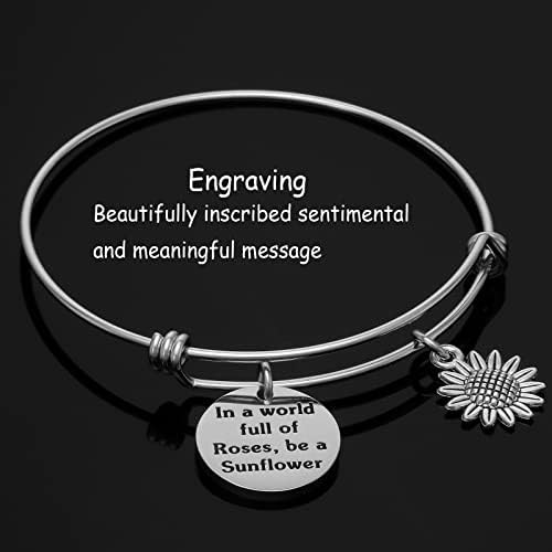 Kivosliviz Sunflower Bracelets Para mulheres, eu quero ser como um girassol, para que, mesmo nos dias mais escuros,