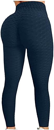 Calças de ioga para mulheres de cintura alta elástica elástica barriga de barriga Botcut Leggings Honeycomb Butt Lift Workout Calça