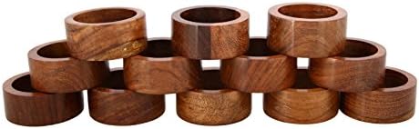 Shalinindia feita de madeira artesanal - conjunto de 4 anéis de guardanapo - artesão criado na Índia - titulares de guardana