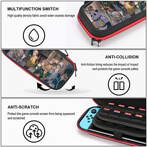 Jujutsu Kaisen Bag, troca de viagens de transporte para o console e acessórios Lite Switch, bolsas de armazenamento do organizador de cobertura protetora da concha com 10 cartões de jogo bolso