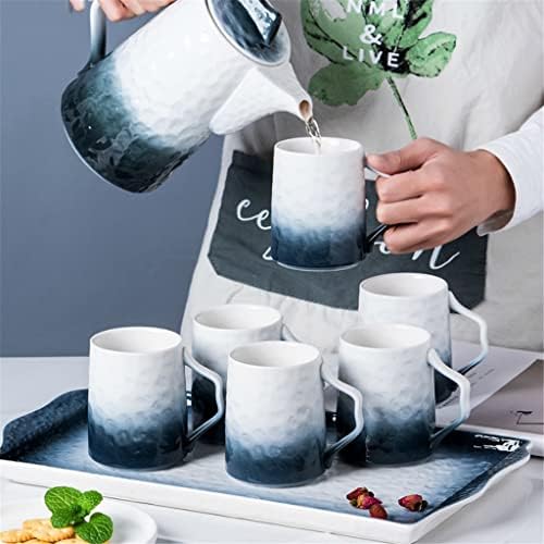 HDRZR gradiente de chá cerâmica Conjunto de água Copa de chá Pote de chá Chaltte fria com bandeja Cuplea de chá da tarde