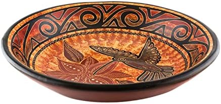 Novica Ceramic Hummingbird Decorative Bowl, marrom e laranja, delícia de beija -flor '