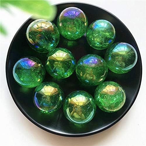 Laaalid xn216 1 pc 29-31mm eletroplatado de titânio verde aura de quartzo branco bolas de cristal esfera decoração de