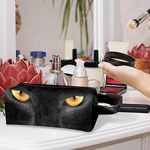 Bolsa de maquiagem Bolsa de gato preto Bolsa organizadora de higiene pessoal com zíper e alça