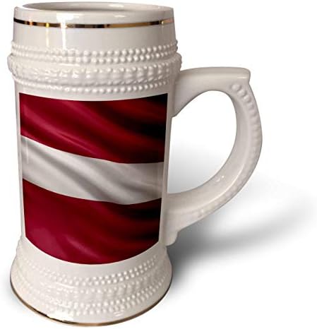 Bandeira 3drose da Letônia acenando no vento - caneca de Stein, 18oz, 22oz, branco