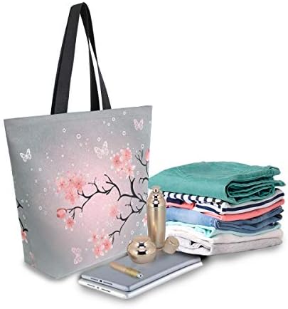 Bolsa de tela de cerejeira ALAZA Bolsas de alça de bolsa de tota de bolsas grandes de bolsas grandes de algodão para mulheres Trabalho de viagens Compras de compras de compras