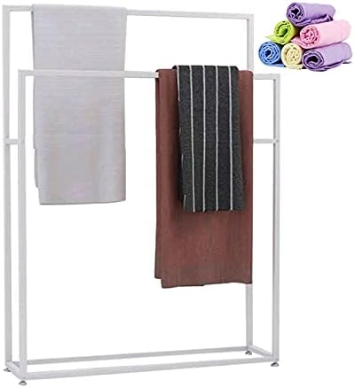 -Banheiro de varanda de prateleira de toalhas de toalhas independentes, suporte para toalhas de banheiro de metal, suporte de toalha
