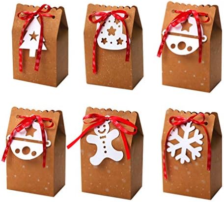 Pretyzoom Large White Gift Sachs 6pcs Caixas de presente de Natal Caixas de doces Sacos de papel Kraft de boa