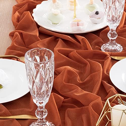 Socomi Terracotta Galze Table Runner Chiffon como mesa de casamento Runner de 120 polegadas de comprimento Toneira rústica de boho