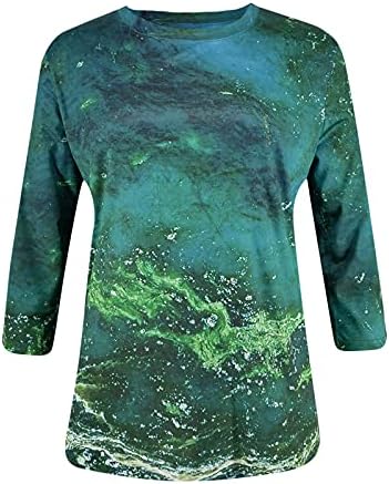 3/4 de mangas camisas para mulheres moda 2022 TIY Dye Floral Graphic Tees Casual Blusa Fit Loose Summer O Pescoço Tops