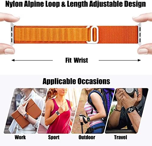 H&S Alpine Loop para Apple Watch Band 44mm 38mm 45mm 40mm 49mm 41mm 42mm, para Apple Watch Series 7/8, loop de tecidos têxteis Titanium G -Hook Sport Strap pulseira para Apple Watch Ultra/Se/série