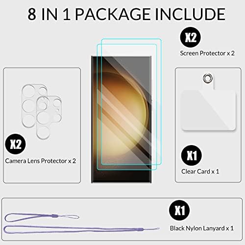 Fitunta para Samsung Galaxy S23 Ultra Caso Clear [não amareleeling] [2 PCs Protetor de tela de vidro+protetor de lente da câmera]