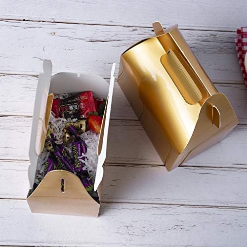 Caixas de tratamento de doces de ouro de 25 pacote, pequenas caixas de presente de brindes para festas de casamento