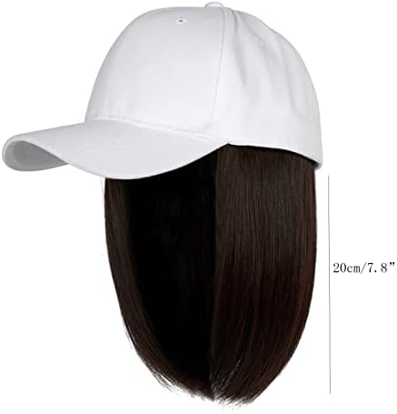 Capinho de beisebol de chapéu de golfe com extensões de cabelo reto curto penteado bob penteado ajustável peruca