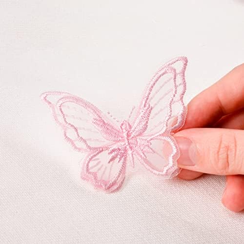 12 PCs Butterfly Lace Trim Camadas duplas Organza Fabric Patches bordados costurando apliques de artesanato diy para ornamentos