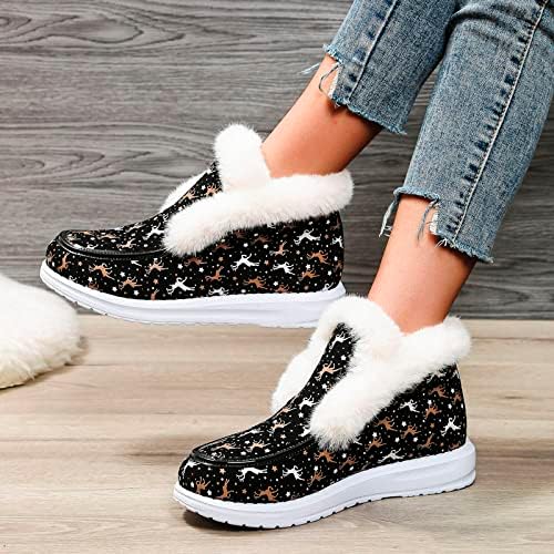 Botas de neve femininas espessadas de pelúcia moda de botas curtas de botas curtas, botas de tornozelo confortáveis